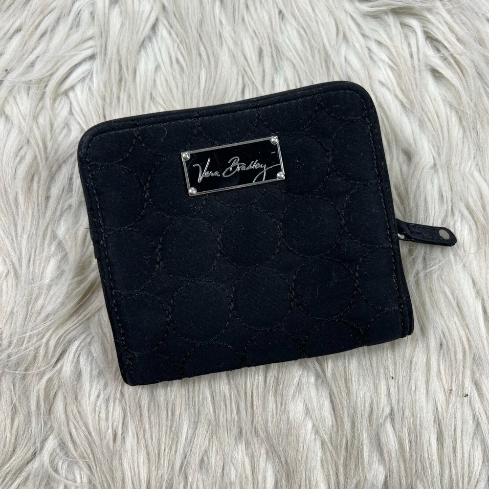 Vera Bradley Black Dot Quilted Bi-Fold Wallet With Coin Pocket